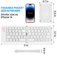 Keyboard Mini Mekanik Magnetik Kantor Wesdar Factory, Lipat Ganda, Nirkabel 2.4Ghz, 67 Tombol, Tahan Lama, untuk iPad