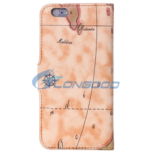 Da Wallet Trường hợp với khe cắm thẻ & chủ retro bản đồ thế giới da điện thoại di động Trường hợp đối với iPhone 6 - Product Image 5