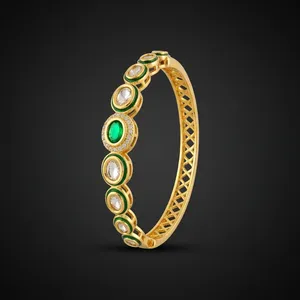 Bracelet jonc indien Kundan Bhargavi pour femme, plaqué or, bijoux de mariage traditionnels, vente en gros, designer, ethnique, Kada - Product Image 3