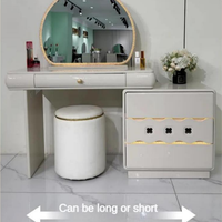 Coiffeuse moderne éco-responsable la plus vendue avec 3 tiroirs, miroir éclairé, pour maison, chambre, hôtel, petit appartement