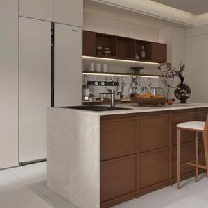 Gabinetes de cocina modulares de madera MDF de estilo antiguo, cesta de cajón de grifo de madera maciza personalizada para comedor y proyecto de hotel de centro comercial - Product Image 2