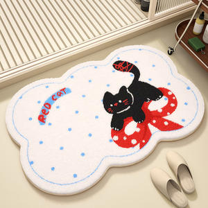 Tapis de bain en boue de diatomée motif chaton mignon, forme originale, antidérapant, séchage rapide, absorbant, pour la maison, la salle de bain et la cuisine - Product Image 4