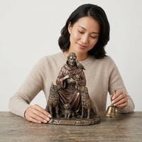 Statuette en résine de Saint François assis, sculpture animale, décoration d'intérieur