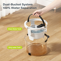 Homettler Best Sellers Ensemble Seau et Serpillère Écologique en Acier Durable avec Tige Télescopique, Taux d'Égouttage Élevé, Tampons de Serpillère Réutilisables pour Maison (Utilisation Sèche/Humide)