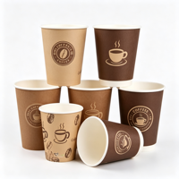 Gobelet en carton simple paroi, personnalisable avec logo, jetable, pour bureau et café, anti-fuite, diverses tailles, vente en gros
