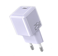 CE RoHS 25W USB-C Pengisi Daya Dinding Colokan EU Port Tunggal Mini Cube PD PPS Pengisian Cepat Adaptor Daya Logo Kustom Grosir