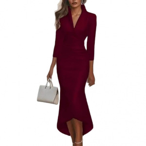 Robe de bureau formelle noire pour femme <span class=keywords><strong>MIER</strong></span>, longue, tissée, écologique, à imprimé numérique - Product Image 5