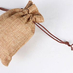 <b>Small</b> Burlap Hemp Natural Linen <b>Shopping</b> Bag Jute Sack Jewelry Gift Pouch Drawstring Pouch Bags With Logo - Product Image 4