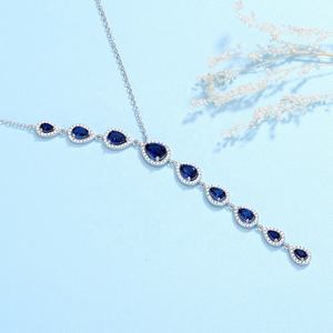 Gioielli Fancy Collana 925 sterling silver ovale <span class=keywords><strong>Blu</strong></span> <span class=keywords><strong>Zaffiro</strong></span> collana - Product Image 2