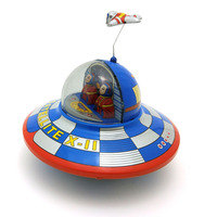 Figurine de collection en métal poli à la main, modèle OVNI satellite en étain, jouet mécanique à remonter, pour affichage sur bureau, direct usine