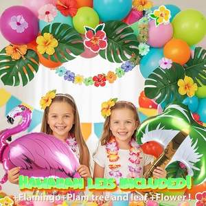 Kit d'arche de ballons sur le thème hawaïen, ballons <span class=keywords><strong>rose</strong></span> vif et orange pour les fêtes de bébé d'été, les fêtes à la piscine, les décorations de fête d'<span class=keywords><strong>anniversaire</strong></span> - Product Image 3