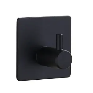 3m Self- Adhesive Black Stainless Steel Wall Mounted Coat Hooks Rack Matte Black Towel Coat Hook
