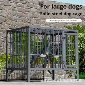 Katı desen düğme kapatma orta büyük ölçekli köpekler için takviyeli demir köpek kafesi açık çiftlik teslimat evcil hayvan kafesi 9 boyutları - Product Image 1
