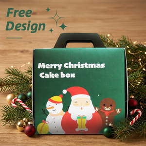 Caja de Pastel de Navidad Ecológica Personalizada con Asa, Caja de Embalaje de Alta Gama con Laminado Mate para Pastelerí<span class=keywords><strong>a</strong></span>, Alimentos y Bocadillos - Product Image 1
