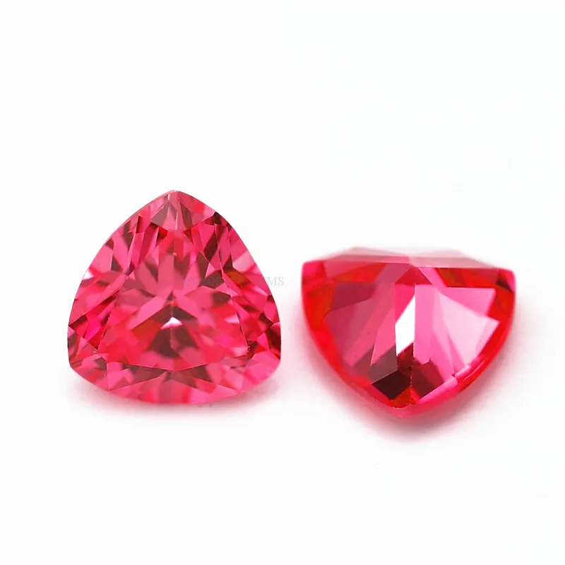 factory wholesale Custom 7mm rose red triangle cut cz stone cubic zirconia for jewelry design