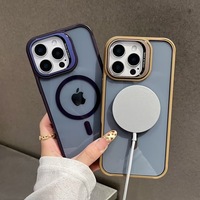 Coque de téléphone transparente en TPU PC avec support magnétique, compatible avec la charge sans fil, antichoc, pour iPhone 14-17, fabricant OEM ODM Chine