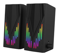 Enceintes de jeu pour PC de bureau avec super basses, lecteur audio filaire et lumière, compatible avec les ordinateurs portables, boîtier en plastique