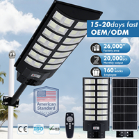 Nouveau lampadaire solaire LED 1000W super lumineux de grande taille avec télécommande, étanche IP67 pour extérieur, 12000 lumens
