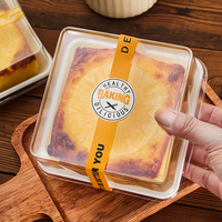 Boîte d'emballage en plastique PET transparente carrée de 1 mm d'épaisseur avec couvercle haut pour gâteau à la crème ancien, modèle W-1313