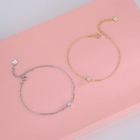 Bracelet élégant en argent S925 plaqué or 18 carats avec zircon, bracelet minimaliste en argent sterling 925