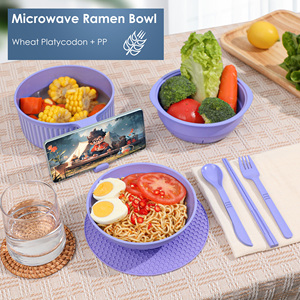 Juego de Tazones de Ramen de Paja de Trigo Aptos para Microondas, con Tapete de Silicona, Personalizables en Color - Product Image 5