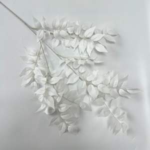 Feuilles de plantes vertes, fleurs de mariage, feuilles de banian douces, feuilles de banian artificielles blanches en gros pour arche décorative - Product Image 4