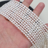 Chaîne de perles d'eau douce de qualité A, forme de riz, 3-4 mm, perles cultivées naturelles en vrac, pour la fabrication de bijoux DIY