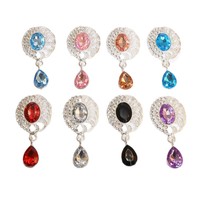 Nuevos accesorios DIY, hebilla de diamante decorativa, colgante de gota de agua dorada, placa de flor, broche, placa, tapas de cuentas de cristal, accesorios para el cabello