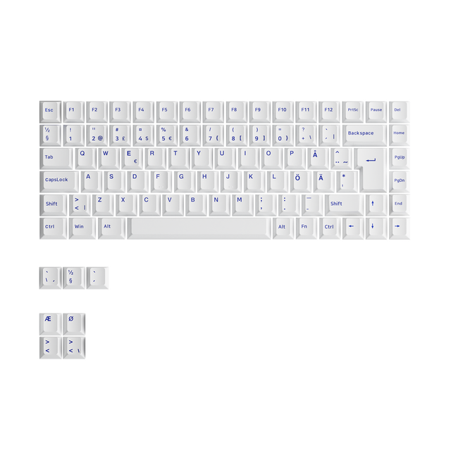 Akko Blue on White ISO Nordic Keycap Set 92-key for 75% Layout Keyboard