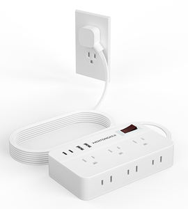 Rallonge multiprise 15A 1875W avec 6 prises CA et 4 ports USB, protection contre les surcharges et les surtensions, faible MOQ, pour grossistes et hôtels - Product Image 1