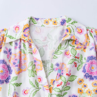 Ensemble chemise ample et pantalon large en lin et coton à imprimé floral bohème personnalisé, tenue de plage en deux pièces, OEM par une usine chinoise