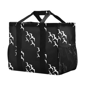 Portable Iwa Birds Hawaii <b>Large</b> Shopping Tote Mesh Pockets Reusable Grocery Bags Utility Tote Bag Laundry Basket with Handle - Product Image 1