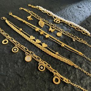 New Minimalist 18k Gold Plated Stainless Steel Jewelry Zircon Butterfly <b>Bracelet</b> for Women - Product Image 1