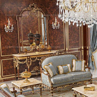 Table console en bois de style antique de luxe avec finition dorée pour le salon et l'entrée Table classique de luxe sculptée en bois massif
