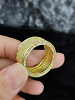 2025 luxe Micro pavé réglage or laiton Cluster anneau vente chaude pour hommes et femmes fête anniversaire fiançailles plaqué or