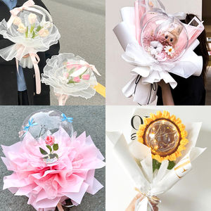 透明塑料亚克力DIY圆球红色礼品波浪带孔花束装饰包装派对装饰品 - Product Image 2