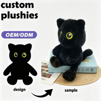 Ensemble de jouets en peluche miniatures personnalisés : chat noir, chat calico, chat siamois, chaton, animaux en peluche, poupées en coton PP brodé, anti-stress