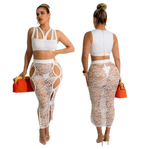 Nightclub Two Piece Skirt Set 2022 Party Wear Dresses for Women Nightdress Sexy Dress Lingerie Black Mesh Dress African <strong>Clothing</strong> - Product Image 4