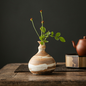 Vase en céramique en forme de <span class=keywords><strong>calebasse</strong></span> rétro Wabi-sabi 2023, vase à bourgeons en porcelaine moderne avec glaçure, avec fleurs séchées pour la cérémonie du thé, décoration de la maison - Product Image 4