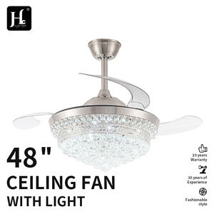 Ventilateur de plafond moderne à LED de 42 pouces avec moteur DC, 6 vitesses, profil bas, lustre en cristal de luxe avec télécommande - Product Image 3