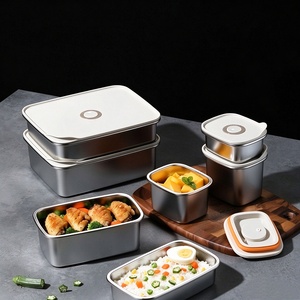 Boîte de conservation des aliments dédiée au réfrigérateur, boîte à bento pour fruits en acier inoxydable 304 de qualité alimentaire, réfrigération par congélation, hermétique - Product Image 1