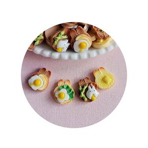 Nouveau doux 100 pièces Kawaii dessin animé <span class=keywords><strong>lapin</strong></span> forme pain grillé avec oeufs frits résine Flatback Cabochons <span class=keywords><strong>pour</strong></span> bijoux à bricoler soi-même artisanat - Product Image 5