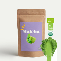 Poudre de thé vert Matcha biologique de qualité cérémonielle, emballée en vrac pour la santé et la minceur, disponible en sachet, boîte, bouteille ou emballage.