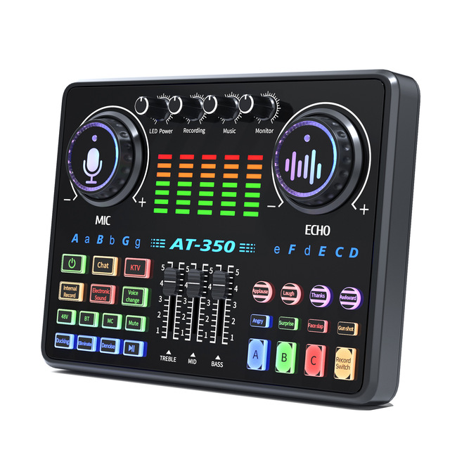 Studio Professional At350 Podcast Sound Board Mixer for Live