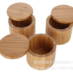Wooden <b>Spice</b> <b>Jar</b> Set With Lid 7cm Height Solid Wood Kitchen Organizer For Condiments Storage - Product Image 4