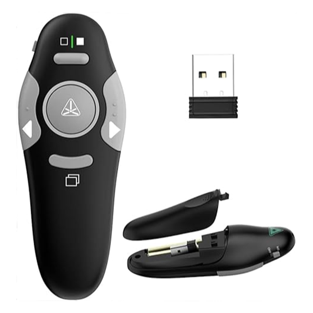 QUI PPT Wireless Presenter & Laser Pointer Model M100 2.4GHz USB Wireless Connection 100m Range 1mW Power