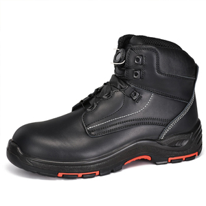 Bottes de sécurité en cuir noir DSF53, imperméables, pour le travail et la randonnée, avec fermeture à verrouillage, coopération OEM ODM. - Product Image 1