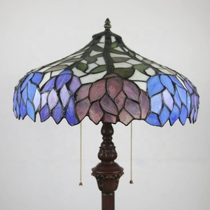 LongHuiJing Tiffany Peony Traditional Antique Floor <b>Light</b> Handcrafted Stained Glass Lampshade LED E26 Residential Two Bulbs - Product Image 3