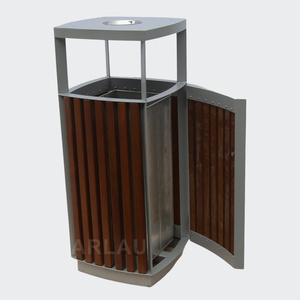 Conteneur à déchets commercial <span class=keywords><strong>extérieur</strong></span> en bois de grande taille, poubelle de rue, bac à ordures de parc, bac à déchets public avec <span class=keywords><strong>cendrier</strong></span> - Product Image 6