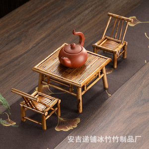 Bamboo Square Table Miniature <b>Retro</b> Decorative Collectible Desktop Ornament - Product Image 2
